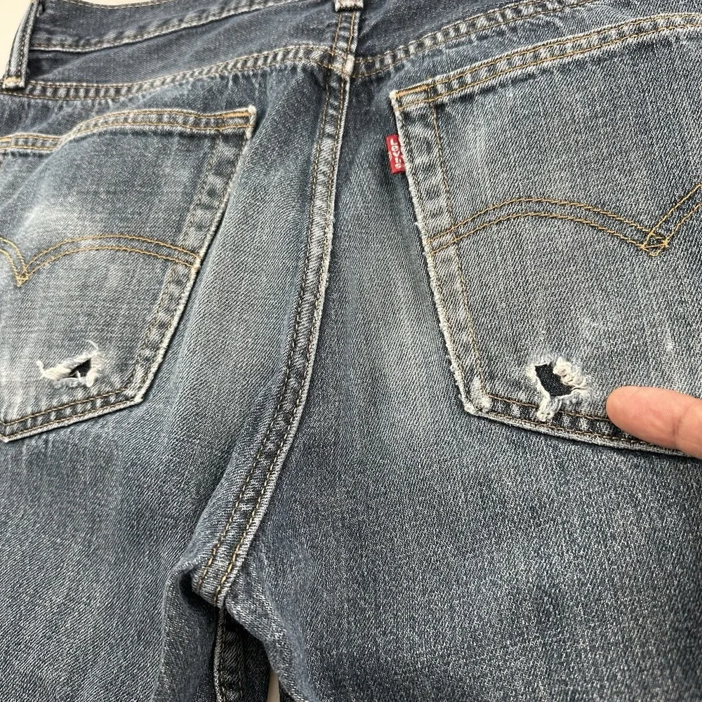 Y2K Levi’s 527 Boot Cut Jeans Men’s Fits 36x32 Blue Distressed Cowboy Whiskered